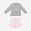 BedMood Cremo & Mello Late Morning Coffee Club Cotton Blend Long Sleeves Top & Shorts Set - Grey