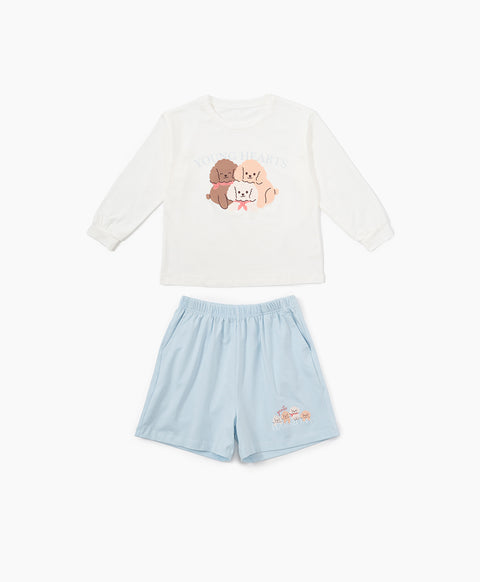 Junior Gentle Harmony Long Sleeves Top & Shorts Sleep Set