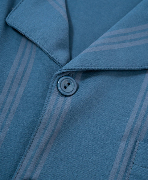 Cookies d'amore Satin Short Sleeve Top & Short PJ Set-Dark Blue