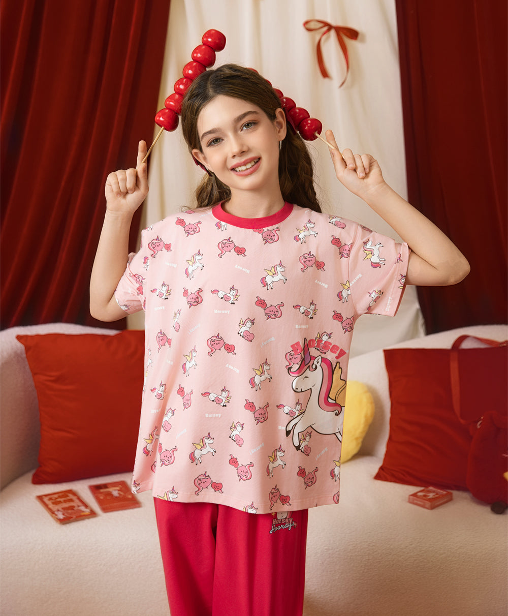 Junior Horsey Hooray! Short Sleeves Top & Pants Set