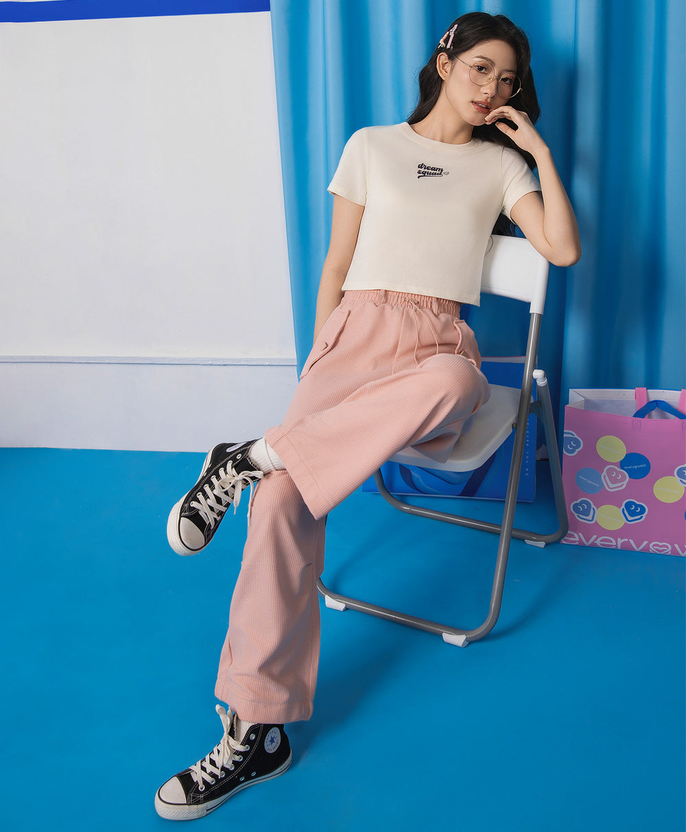 Dream Squad Waffle Long Pants with Drawstring