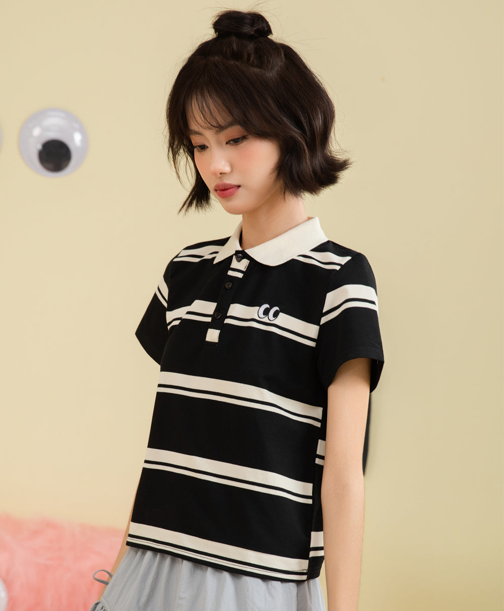 Peekaboo Striped Polo Shirt