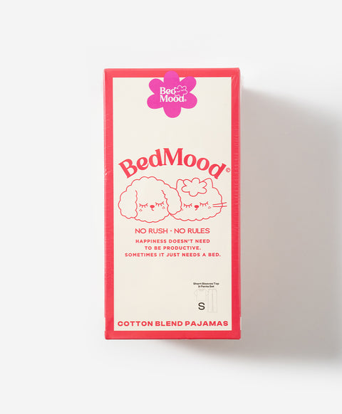 BedMood Cremo & Mello No Rush. No Rules Cotton Blend Short Sleeves Top & Long Pants Set - Pink