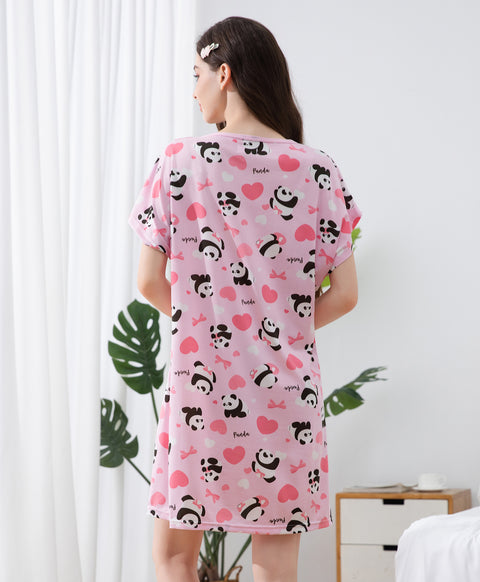 Panda Days Microfiber Short Sleeves Sleep Dress