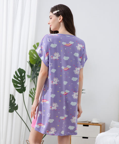 Believe In Yourself Microfiber Short Sleeves Sleep Dress