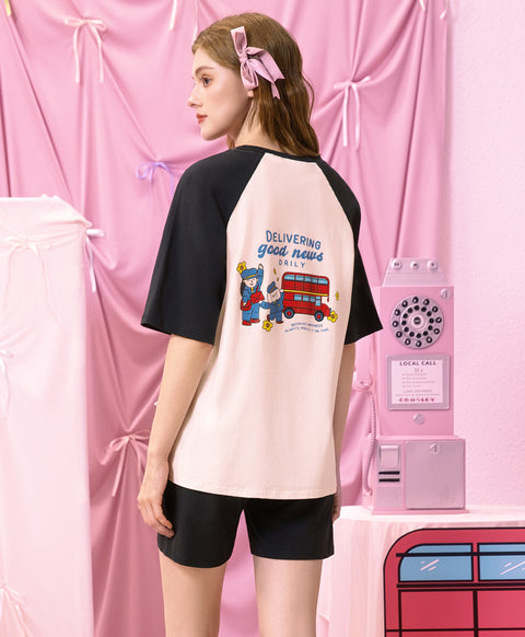 Harmony in London 3/4 Sleeves Top with Ribbon and Shorts Sleep Set