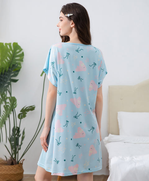 My Sweet Rabbit Microfiber Short Sleeves Sleep Dress