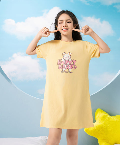 Junior Bedtime Bubbles Happy Bear Just for You Short Sleeves Sleep Dress