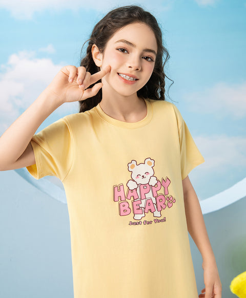 Junior Bedtime Bubbles Happy Bear Just for You Short Sleeves Sleep Dress
