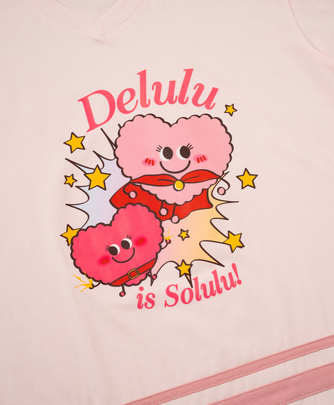 Junior Delulu Power Hearts Short Sleeves Top & Long Pants Set