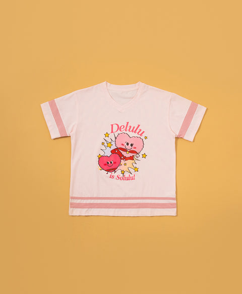 Junior Delulu Power Hearts Short Sleeves Top & Long Pants Set