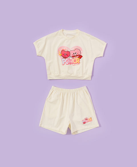 Junior Delulu Power Hearts Short Sleeves Top & Shorts Set