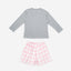 BedMood Cremo & Mello Late Morning Coffee Club Cotton Blend Long Sleeves Top & Shorts Set - Grey