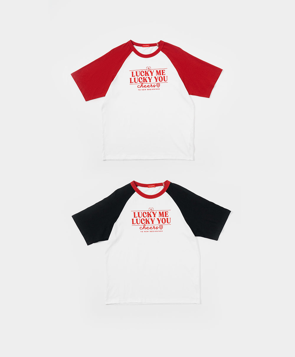 Call Me Lucky Raglan Sleeves Relaxed Fit Tee