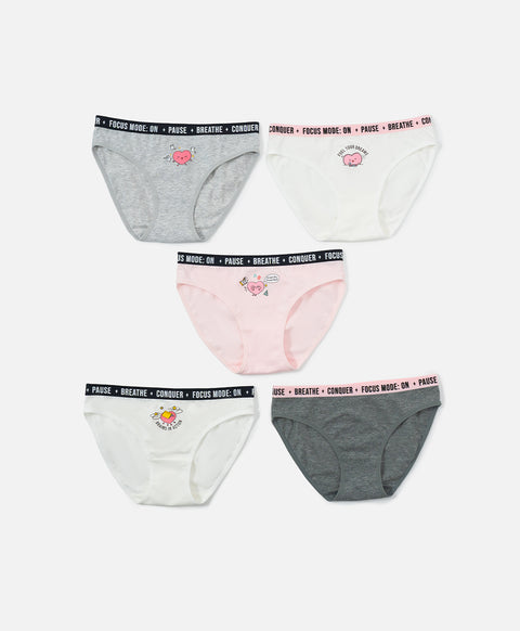 The Study Club Yuki & Hattie Low waist Mini 5pcs-pack Cotton Spandex Graphic Panties Wonder Box