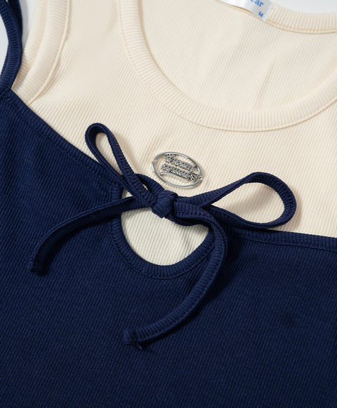 Dream Squad Fake 2-piece Sleeveless Top