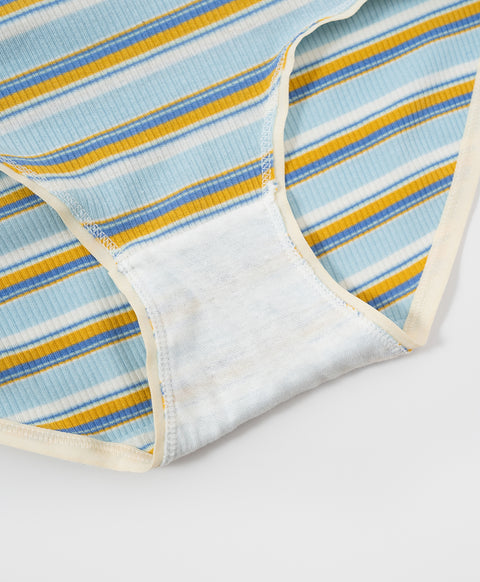 Preppy Stripes Low Waist Midi Ribbed Cotton Panties