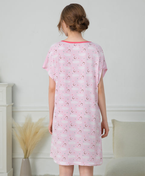 My Sweet Home Microfiber Short Sleeves Sleep Dress