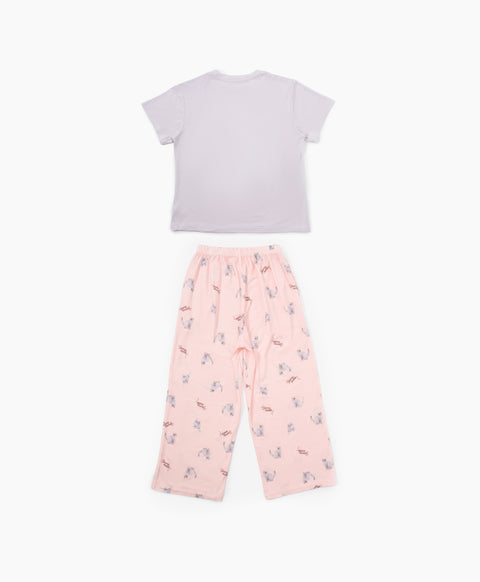 Junior Catitude-ing Short Sleeves Top & Long Pants Sleep Set