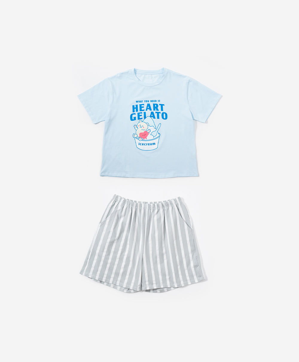 Junior Heart Gelato Short Sleeves Top & Shorts Sleep Set