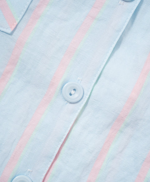 BedMood Mello Nothing Scheduled. Don't Ask. Polyester PJ Short Sleeves Top & Shorts Set - Blue
