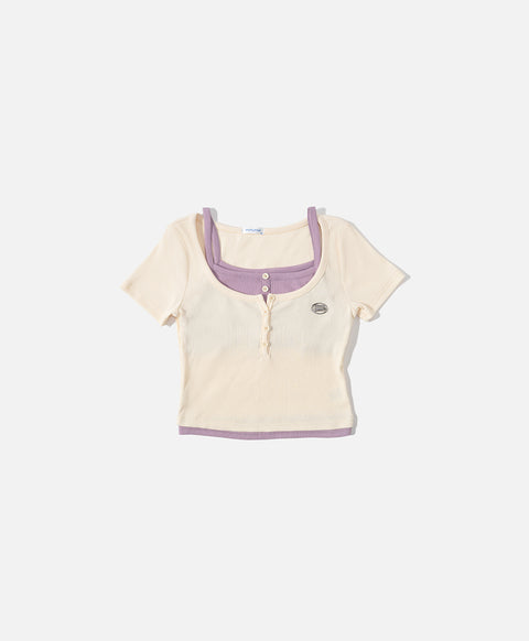 Dream Squad Fake 2-piece Short Sleeve Top