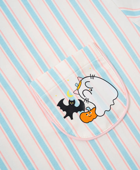 Meow-lloweeen Party Short Sleeves Sleep Dress