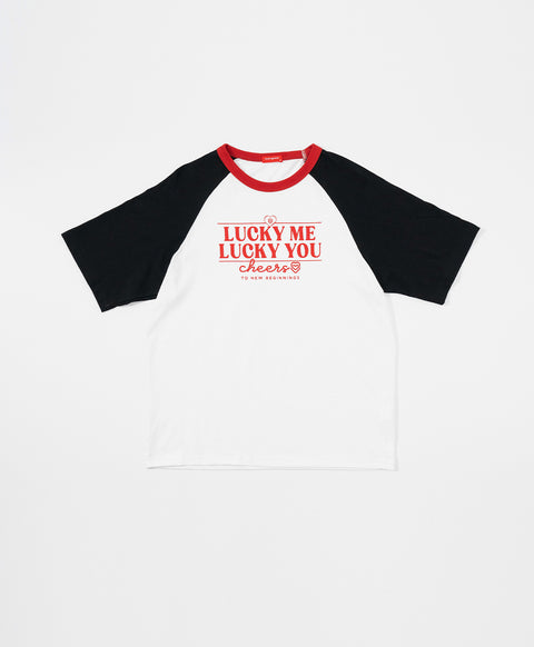 Call Me Lucky Raglan Sleeves Relaxed Fit Tee