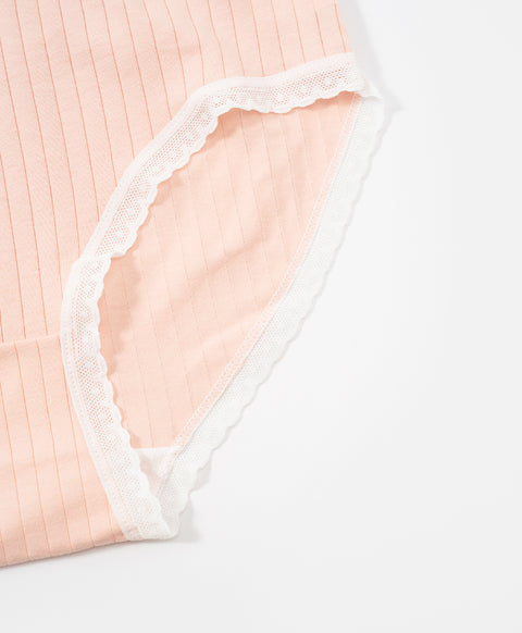 Country Style Low Waist Midi Ribbed Cotton Panties