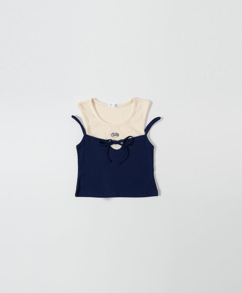 Dream Squad Fake 2-piece Sleeveless Top