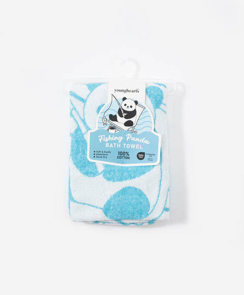 Fishing Panda Graphic Cotton Bath Towel