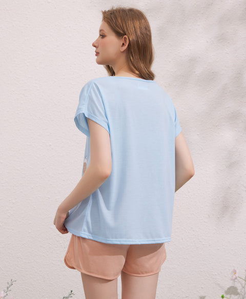 Hide a Sheep Short Sleeves Polyester Cotton Top & Bottom Sleep Set