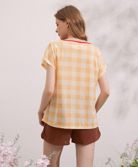 Meow Dessert Time Short Sleeves Polyester Cotton Top & Bottom Sleep Set