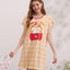 Meow Dessert Time Polyester Cotton Short Sleeves Sleep Dress