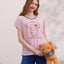 Love Happy Sweet Polyester Cotton Short Sleeves Top & Bottom Sleep Set