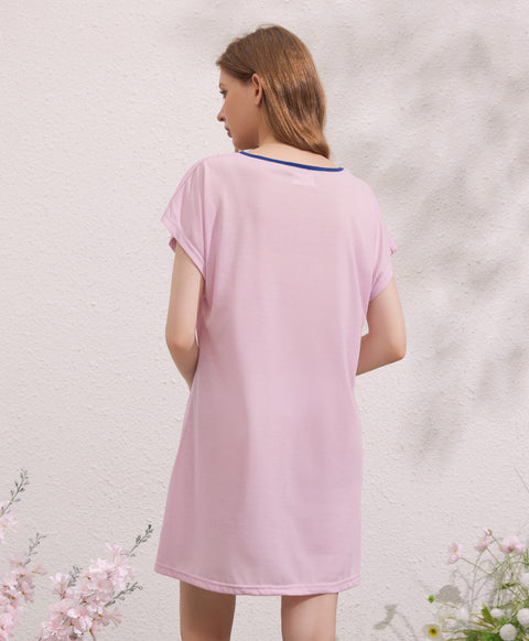 Love Happy Sweet Short Sleeves Polyester Cotton Sleep Dress