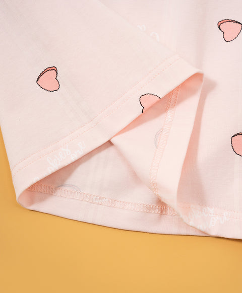 Cookies d'amore Satin Short Sleeve Top & Short PJ Set-Peach