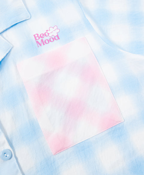 BedMood Cremo & Mello Join The Late Morning Coffee Club Polyester PJ Short Sleeves Top & Long Pants Set - Blue