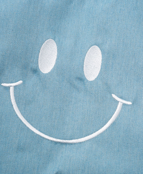 Stay Bloom Denim Smiley Tote Bag