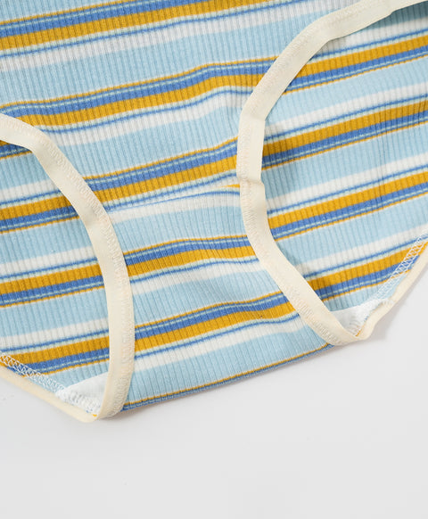 Preppy Stripes Low Waist Midi Ribbed Cotton Panties