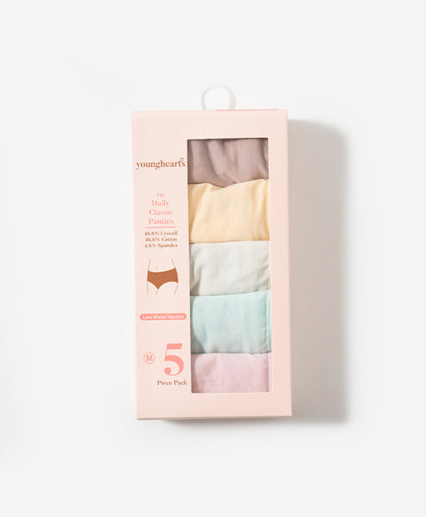 The Softest You Low Waist Hipster 5pcs Lyocell Cotton Spandex Pack Panties