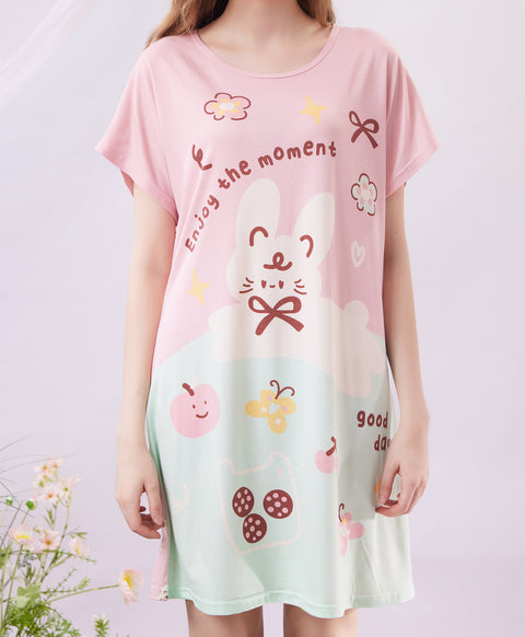 Enjoy the Moment Good Day Microfiber Short Sleeves Sleep Dress