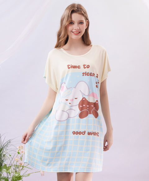 Times To Sleep Microfiber Short Sleeves Sleep Dress