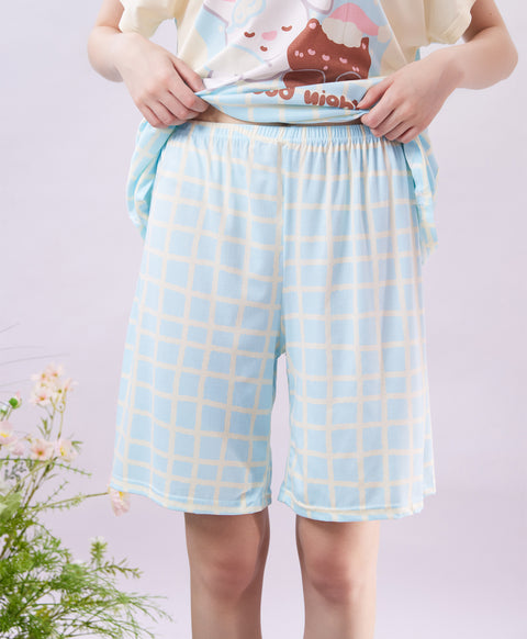 Times To Sleep Short Sleeves Microfiber Top & Bottom Sleep Set