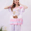 Cute Kitty Short Sleeves Microfiber Top & Bottom Sleep Set
