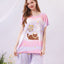 Cute Kitty Short Sleeves Microfiber Top & Bottom Sleep Set