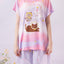 Cute Kitty Short Sleeves Microfiber Top & Bottom Sleep Set