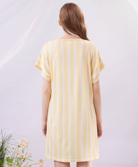 Good Night Microfiber Short Sleeves Sleep Dress