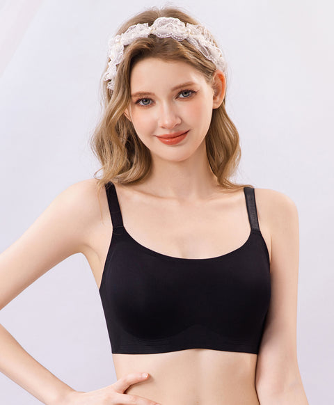 High Coverage Laminated Wireless Bralette with Back Hooks