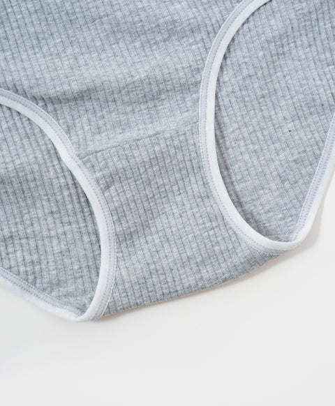 Rib Design Low Waist Midi Cotton Panties
